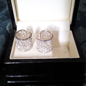 two adjustable rings .925 silver/cz w/box
